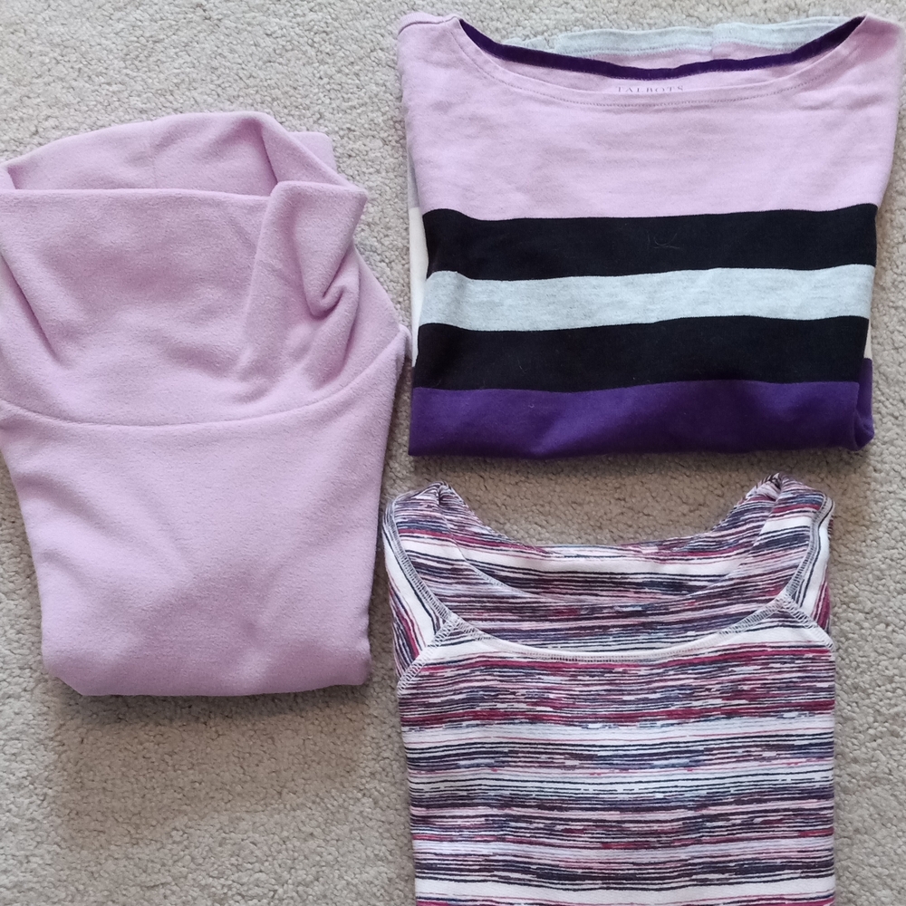Talbots Lavender, Purple Long Sleeve Shirts Size Small Petite. Set Of 3.